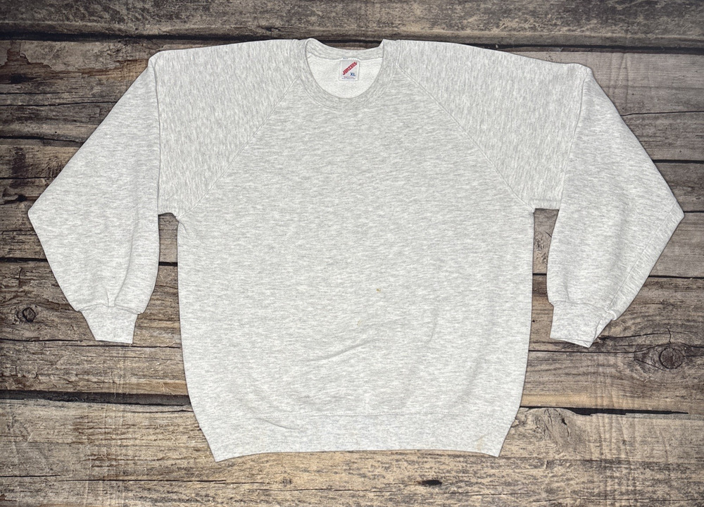 Vintage Jerzees Light Gray Pullover Crewneck Sweatshirt Blank Size XL USA